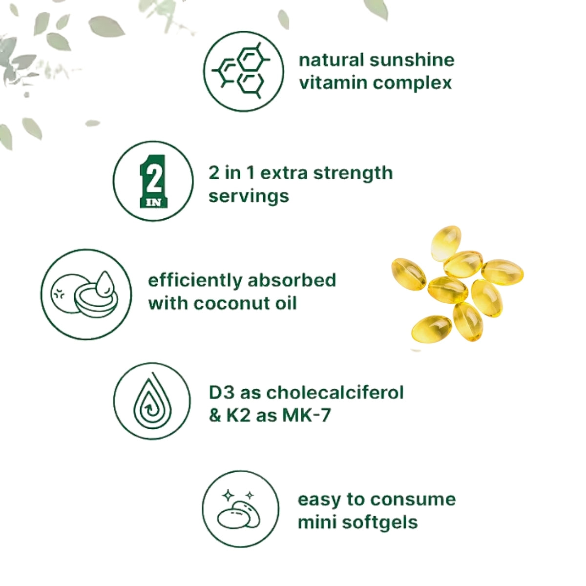 High-Potency Vitamin D3 & K2 Softgels (Single)